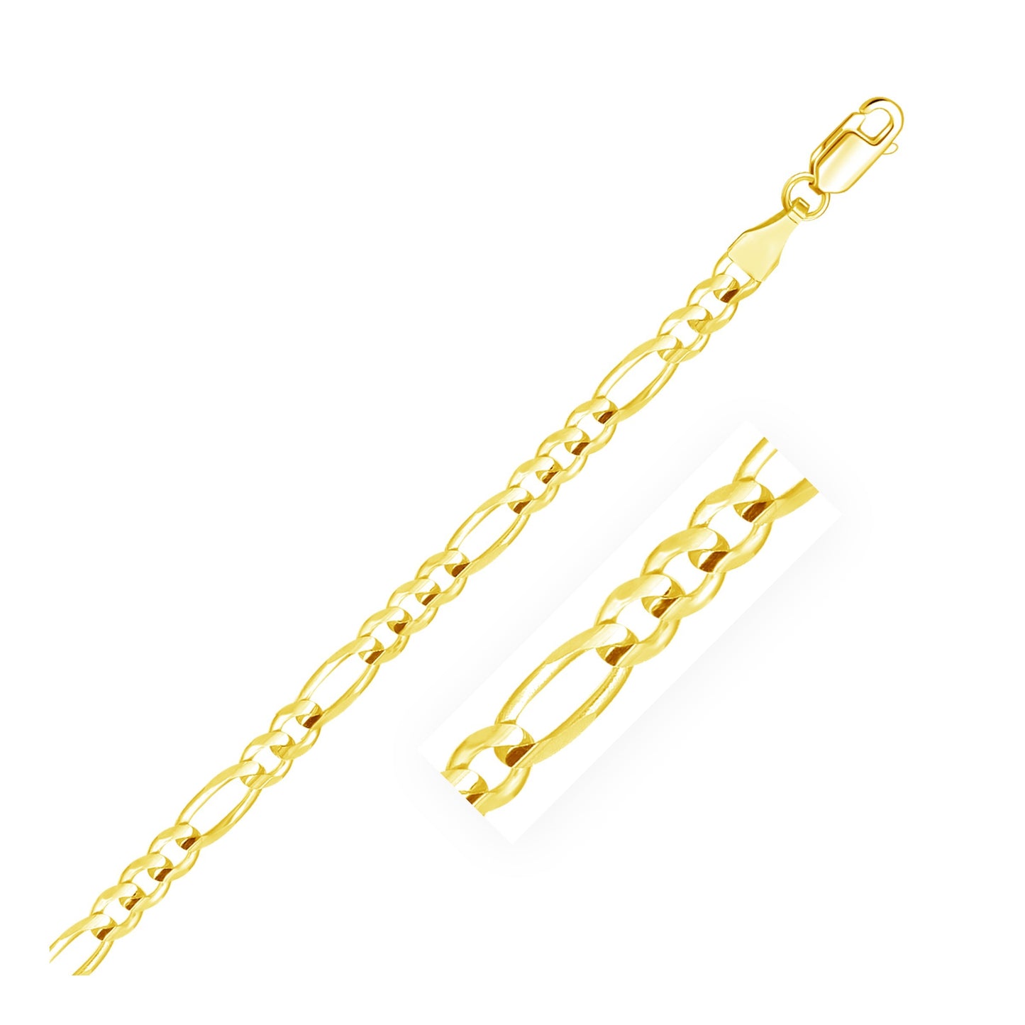 Size: 20'' - 14k Yellow Gold Solid Figaro Chain (4.50 mm)