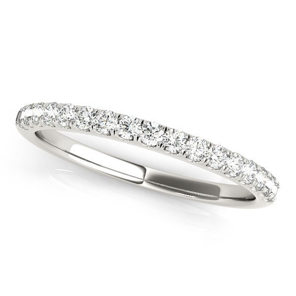 Size: 6.5 - 14k White Gold Diamond Scallop Setting Wedding Band (1/3 cttw)