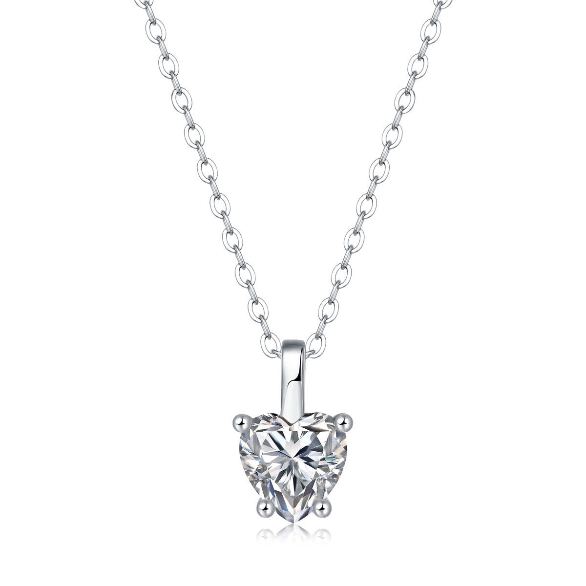 Casual Moissanite CZ Heart Dangle 925 Sterling Silver Necklace